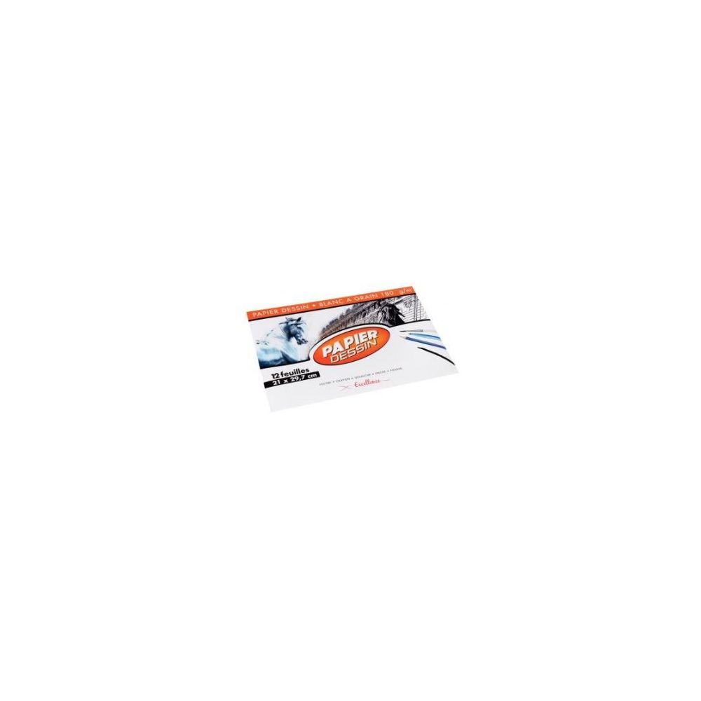 Papier dessin -  A4 - 180gr - 12 Feuilles - BLANC **