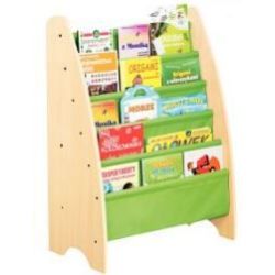 Bibliothèque en bois - 5 poches en tissus - D: 72 x 38 x H.111cm **