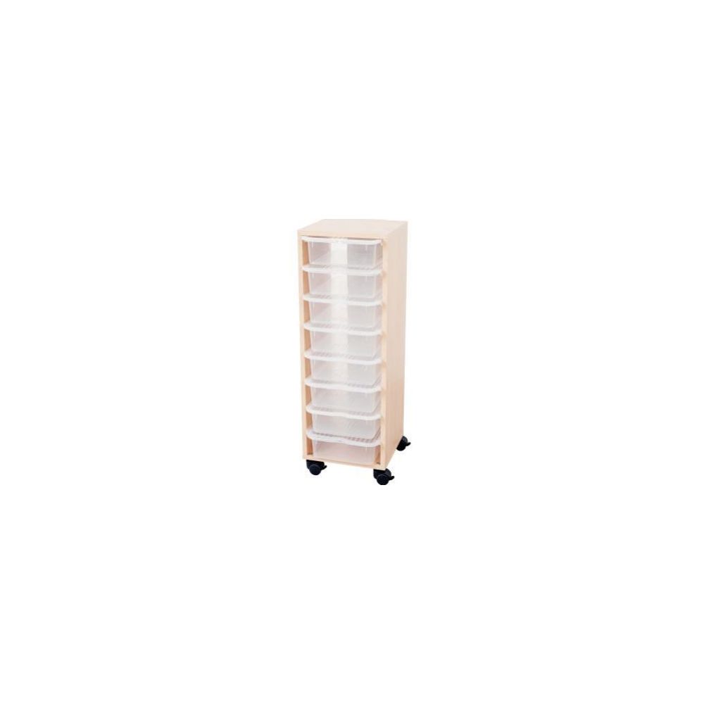Chariot de rangement sur roulette + 8 bacs - D: 34 x 39 x H97cm