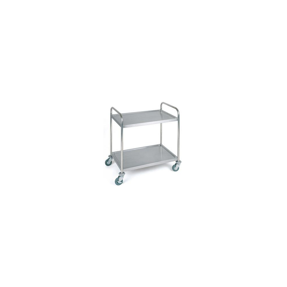 Chariot de service, 2 plateaux Inox + freins L91xl59xh93cm - Z
