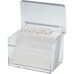Boîte à fichier transparent - A7 - 100 fiches et Registre Alpha. **