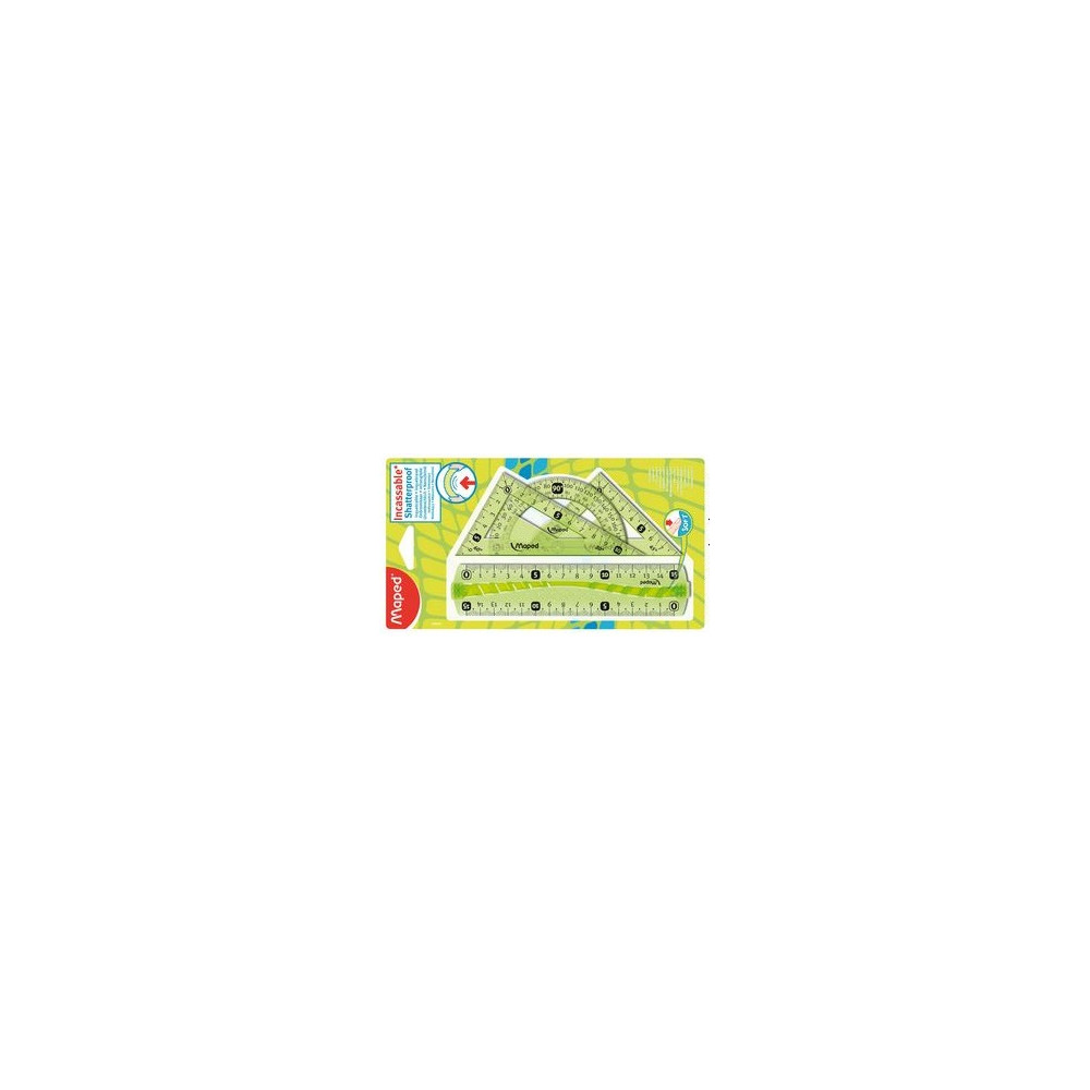 Kit Géom, MAPED FLEX (1 Règle 15cm + 2Equer. 60&45° + Rapport)