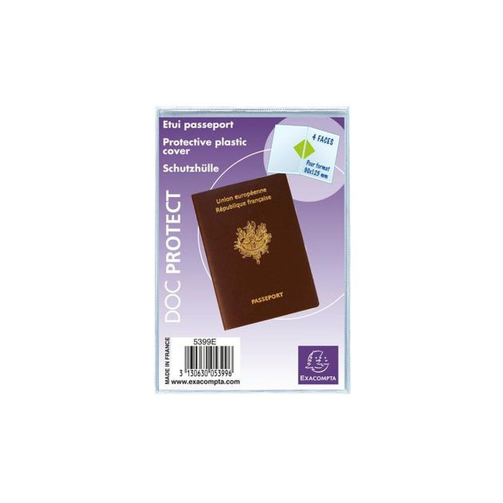 Etui transp. souple Passeport - 2 volets 9.5 x 13.3 cm (unité) **