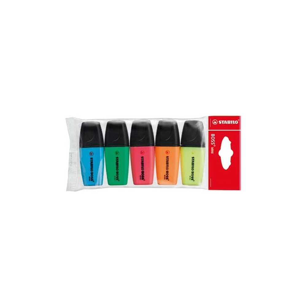 Surligneur STABILO MINI-BOSS trait 2 à 5mm - Pochette de 5 COUL **