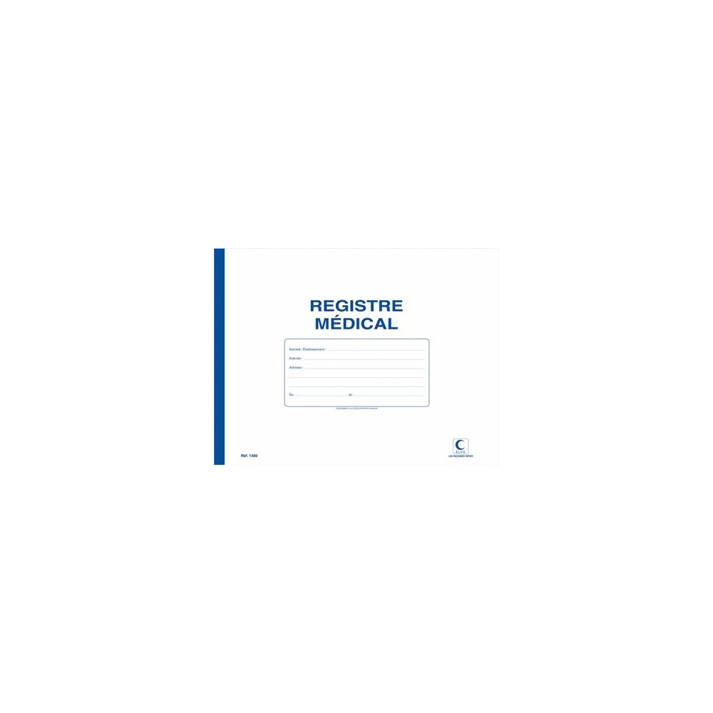 Registre médical ELVE - 32 x 24cm - 40 pages Registre médical ELVE - 32 x 24cm - 40 pages