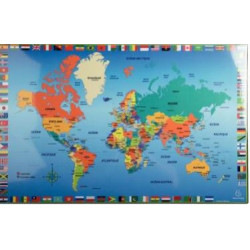 Sous-Main CARTE DU MONDE - Carton recouvert PVC - 37 x 58 cm