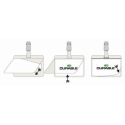 Porte badge plastifié avec clip - DURABLE - 9x5.4 cm - par 25 - Z