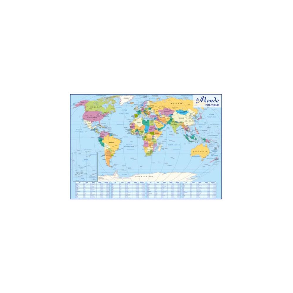 Carte Murale Monde / Europe - R/V - L138 x H98 cm - Pélliculée  