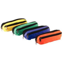 Trousse ovale 2 compart. Dble Zip 22 x 5 x 6cm - Assorties - NSFP