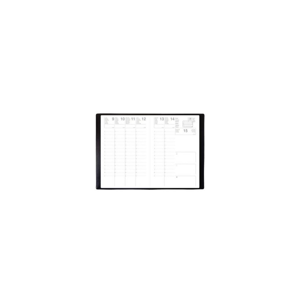 Semainier 2026 - 16 x 24cm - Couverture PVC Grainé - NOIR