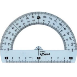 Rapporteur plastique incassable - Demi-cercle 180° - Diam 12 cm 
