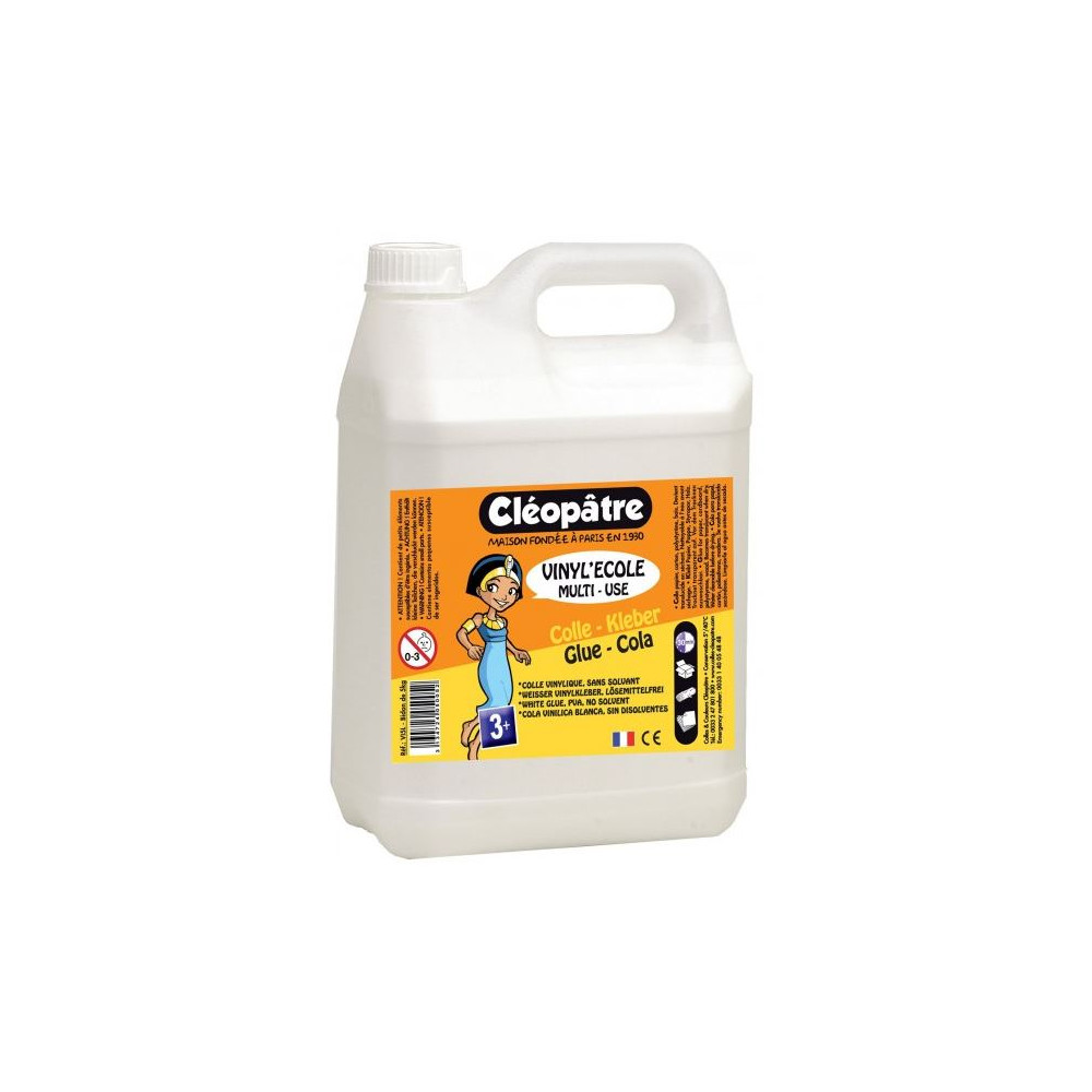 Colle blanche vinylique CLEOPATRE Vinyl' Ecole - 5 litres **