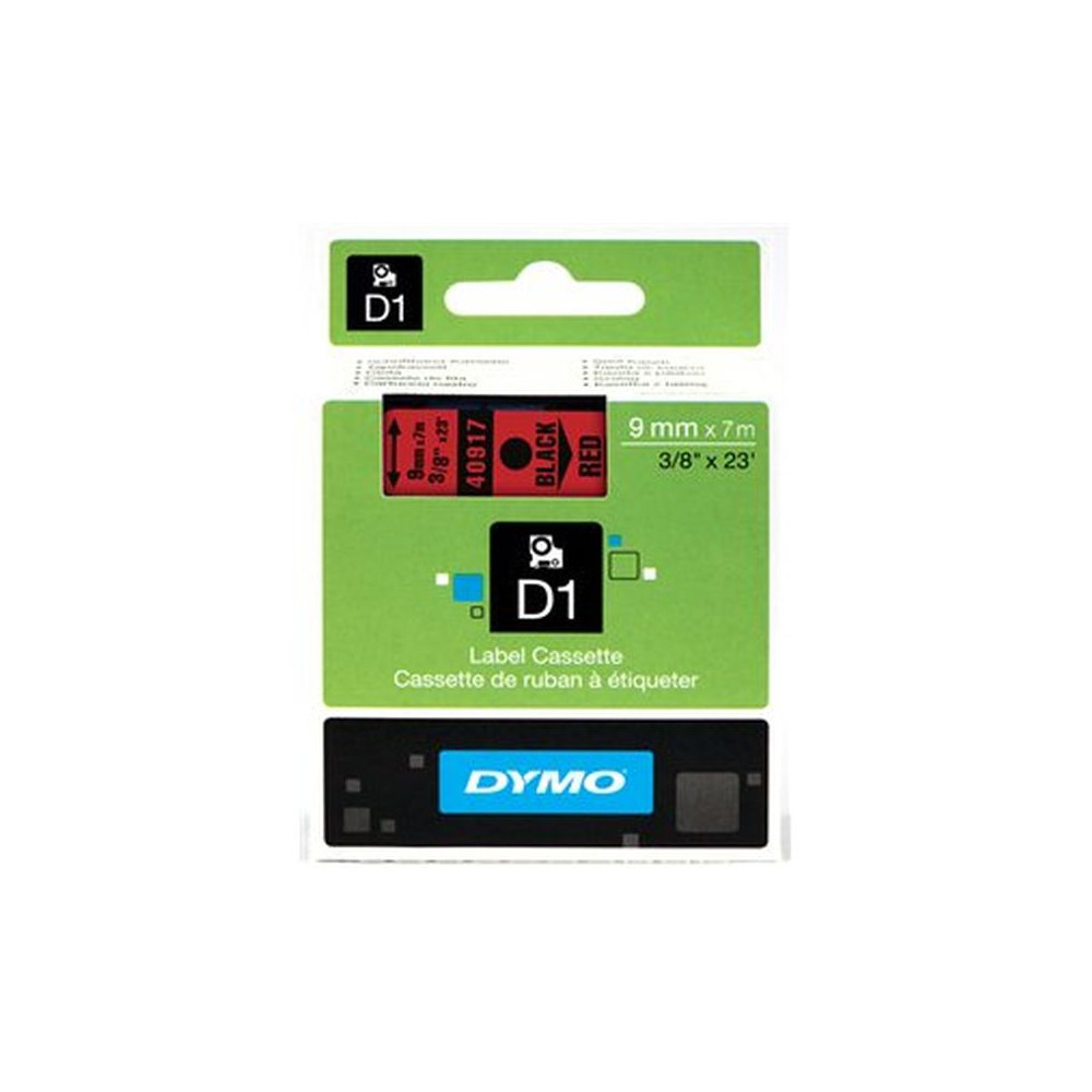 Ruban DYMO D1 - 09mm Noir/Rouge pour titreuse - 40917 (7 m)