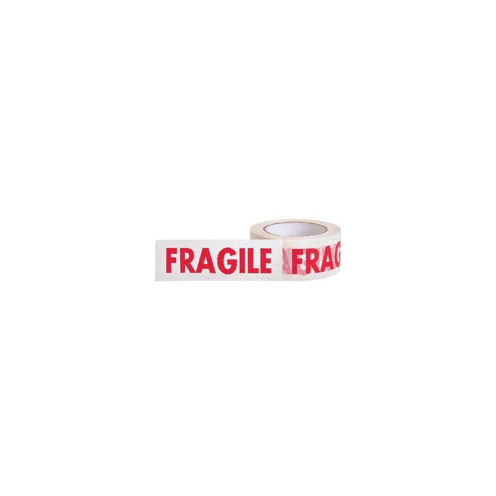 Adhesif Blanc imprimé FRAGILE 50mm x 66m - Polypropylène 50µ - Z