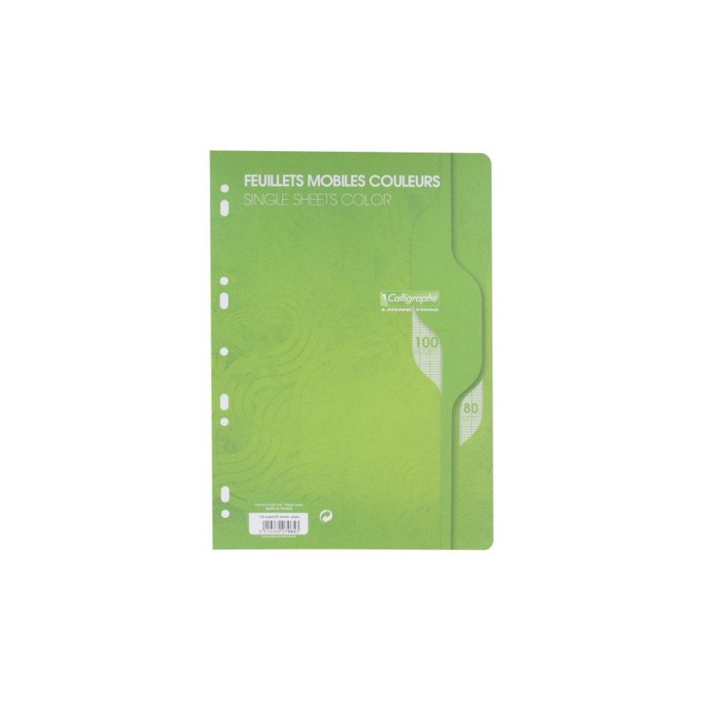 Feuillets mobiles - 80gr - A4 - Séyès - 100 pages VERT  **