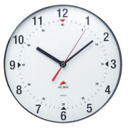 Pendule ronde ALBA à Quartz - Diam: 25cm - NOIR/BLANC //