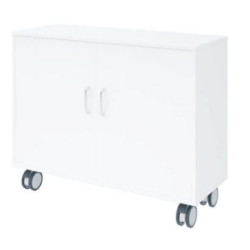 Meuble bas bois à roulettes L104xH90x40cm - 1Etagère + 2 portes GRIS
