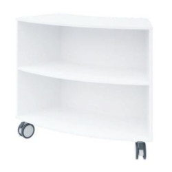 Biblio bois arrondie à roulettes L100xH90x40cm - 1 étagère GRIS