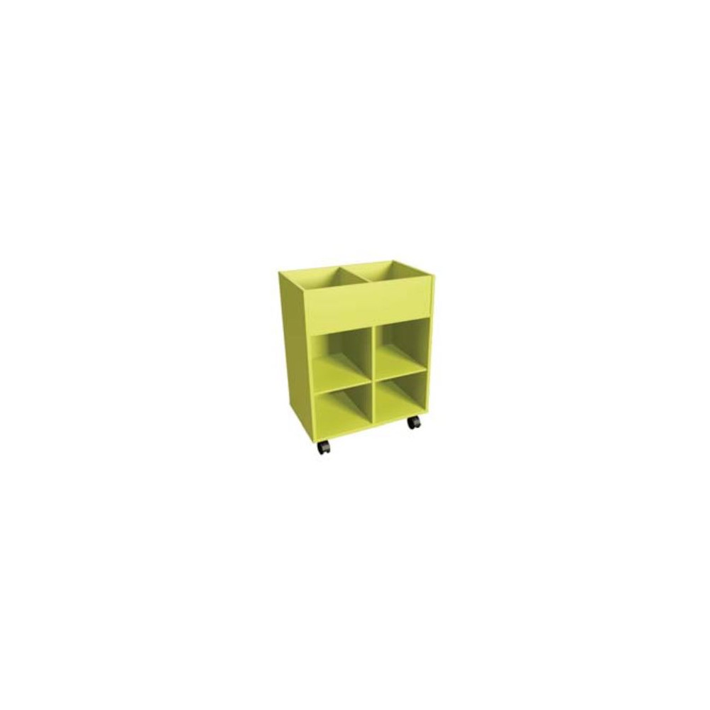 Bac à albums mobile 2 colonnes (2bacs+4 cases) L70 x 45x H92cm Bac à albums mobile 2 colonnes (2bacs+4 cases) L70 x 45x H92cm