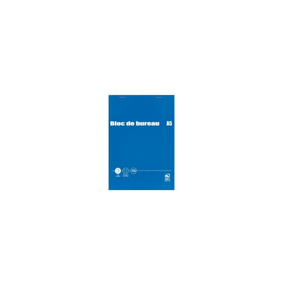 Bloc Bureau A5 5 x 5 - 200 p - 60g - Détachable - Dos carton // Bloc Bureau A5 5 x 5 - 200 p - 60g - Détachable - Dos carton //