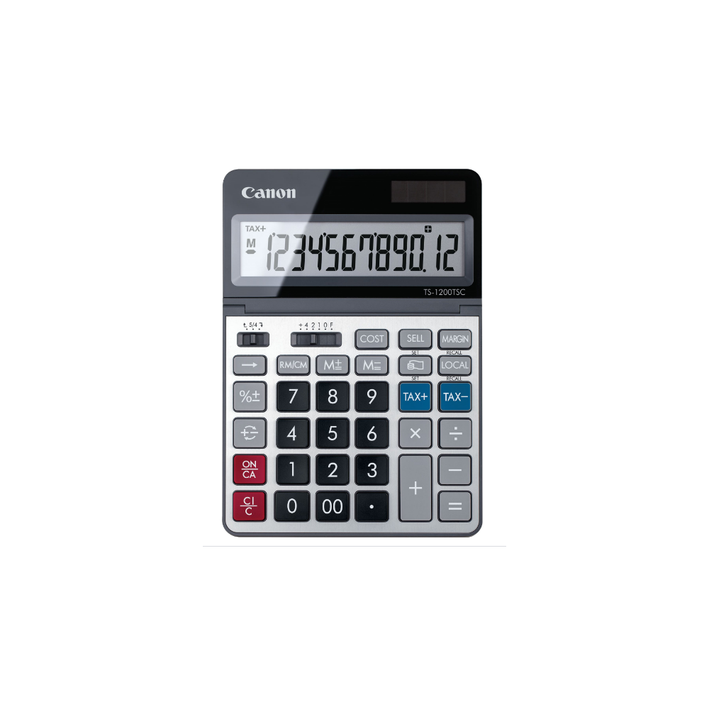 Calculatrice Bureau 12 chif. CANON TS-1200 TSC 13x18cm Sol/Pile // Calculatrice Bureau 12 chif. CANON TS-1200 TSC 13x18cm Sol/Pile //