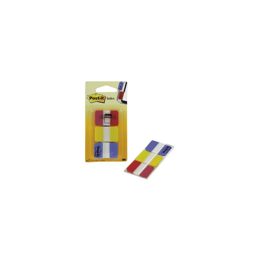Index POST-IT Rigides - Lot de 3 x 22 index  ROUGE, JAUNE, BLEU - Z