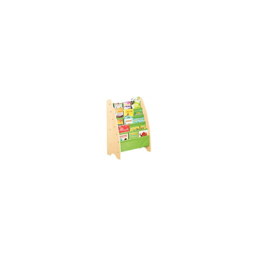 Bibliothèque en bois - 5 poches en tissus - D: 72 x 38 x H.111cm