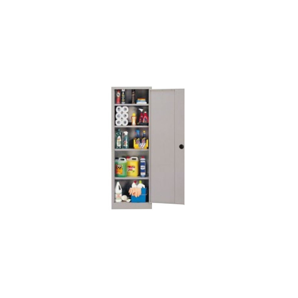 Armoire rangement métallique Gris - 4 tabl. - H180xL45xP50cm - Clés