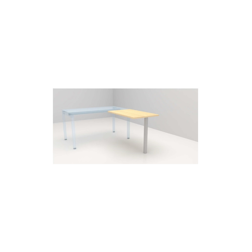Retour en bois avec piétement métal L.100 P.60, Alu Chene Clair Retour en bois avec piétement métal L.100 P.60, Alu Chene Clair