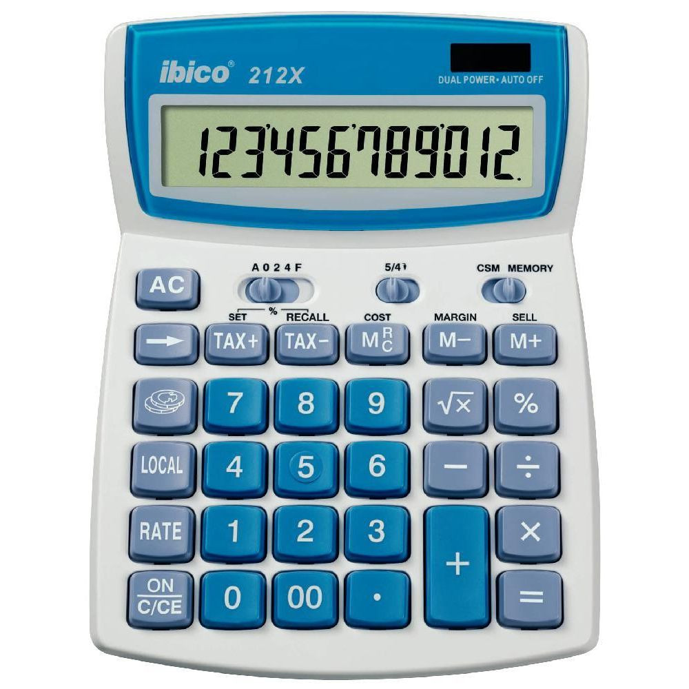 Calculatrice Bureau 12 chif. IBICO 212X 14x18 cm Ecran inclinable // Calculatrice Bureau 12 chif. IBICO 212X 14x18 cm Ecran inclinable //