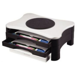 Support écran WONDAY rotatif  / 2 tiroirs - NOIR/BLANC