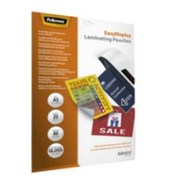 Pochettes à plastifier A4 Dos autocollant Brill. - 80µ - Par 25 // Pochettes à plastifier A4 Dos autocollant Brill. - 80µ - Par 25 //