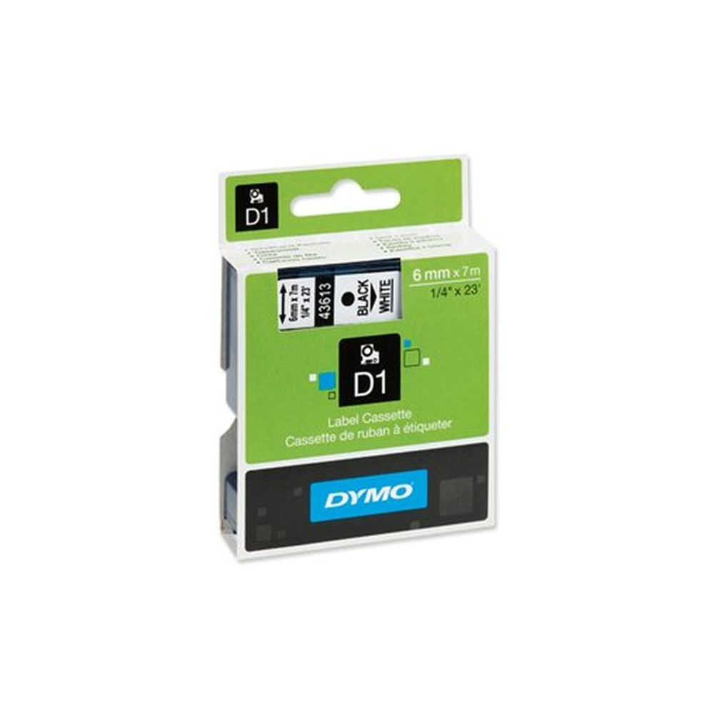 Ruban DYMO D1 - 06mm Noir/Blanc pour titreuse - 43613 (7 m) // Ruban DYMO D1 - 06mm Noir/Blanc pour titreuse - 43613 (7 m) //