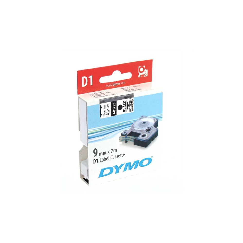 Ruban DYMO D1 - 09mm Noir/transparent pour titreuse - 40910 (7 m) // Ruban DYMO D1 - 09mm Noir/transparent pour titreuse - 40910 (7 m) //