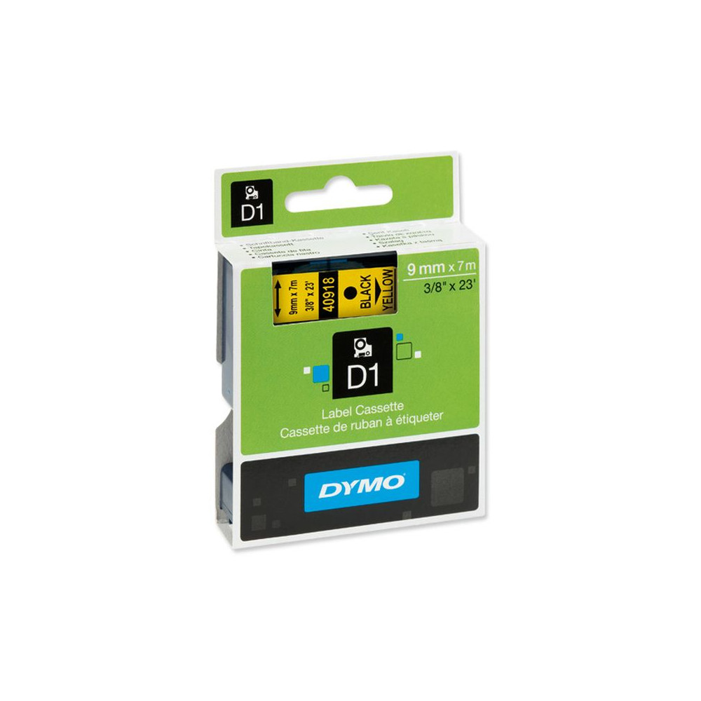 Ruban DYMO D1 - 09mm Noir/Jaune pour titreuse - 40918 (7 m) // Ruban DYMO D1 - 09mm Noir/Jaune pour titreuse - 40918 (7 m) //