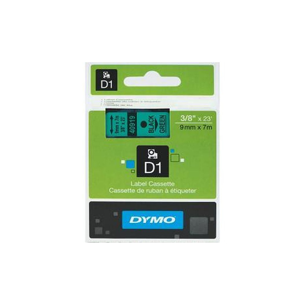 Ruban DYMO D1 - 09mm Noir/Vert pour titreuse - 40919 (7 m) ** Ruban DYMO D1 - 09mm Noir/Vert pour titreuse - 40919 (7 m) **