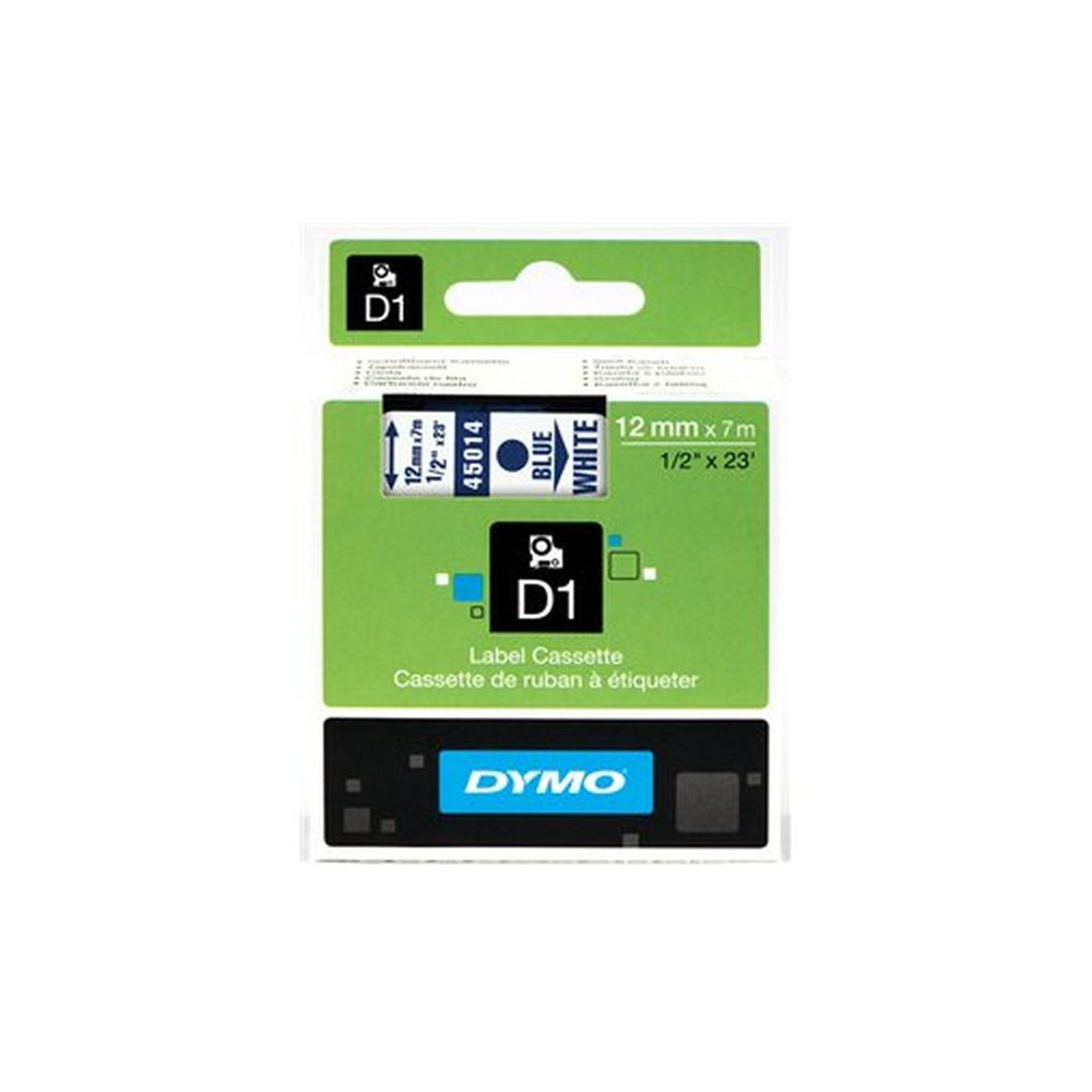 Ruban DYMO D1 - 12mm Bleu/Blanc pour titreuse - 45014 (7 m) // Ruban DYMO D1 - 12mm Bleu/Blanc pour titreuse - 45014 (7 m) //