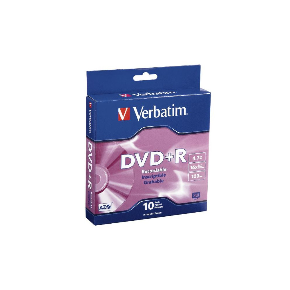 DVD+R VERBATIM 4.7 Go - Vitesse: 16X  - Spindle box (par 10) DVD+R VERBATIM 4.7 Go - Vitesse: 16X  - Spindle box (par 10)