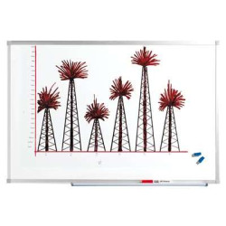 Tableau blanc  45 x 60 cm laqué magnétique - Cadre alu + auget
