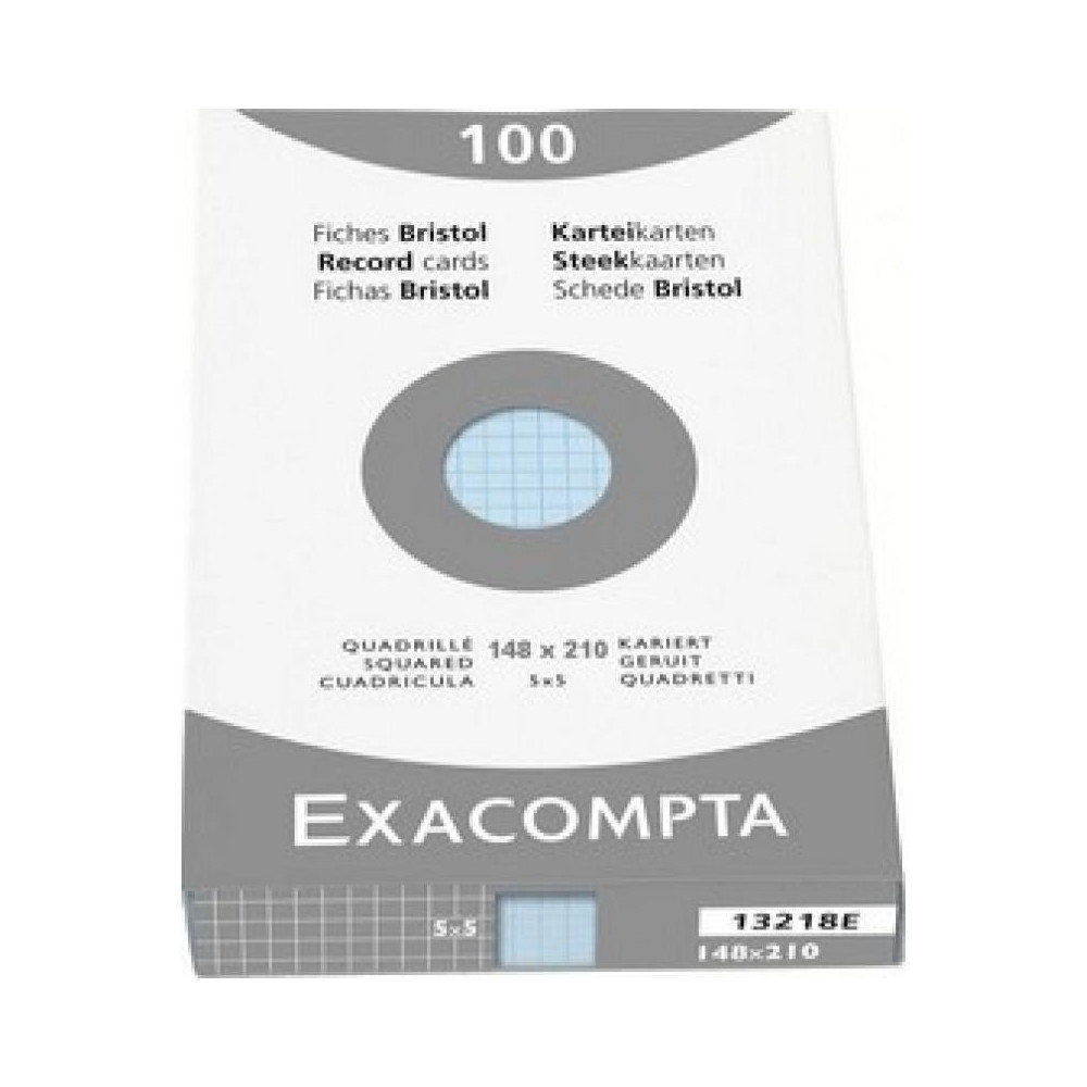 Fiches Bristol - A5 - 205g - 5x5 - 100f - EXACOMPTA - BLEU - Z