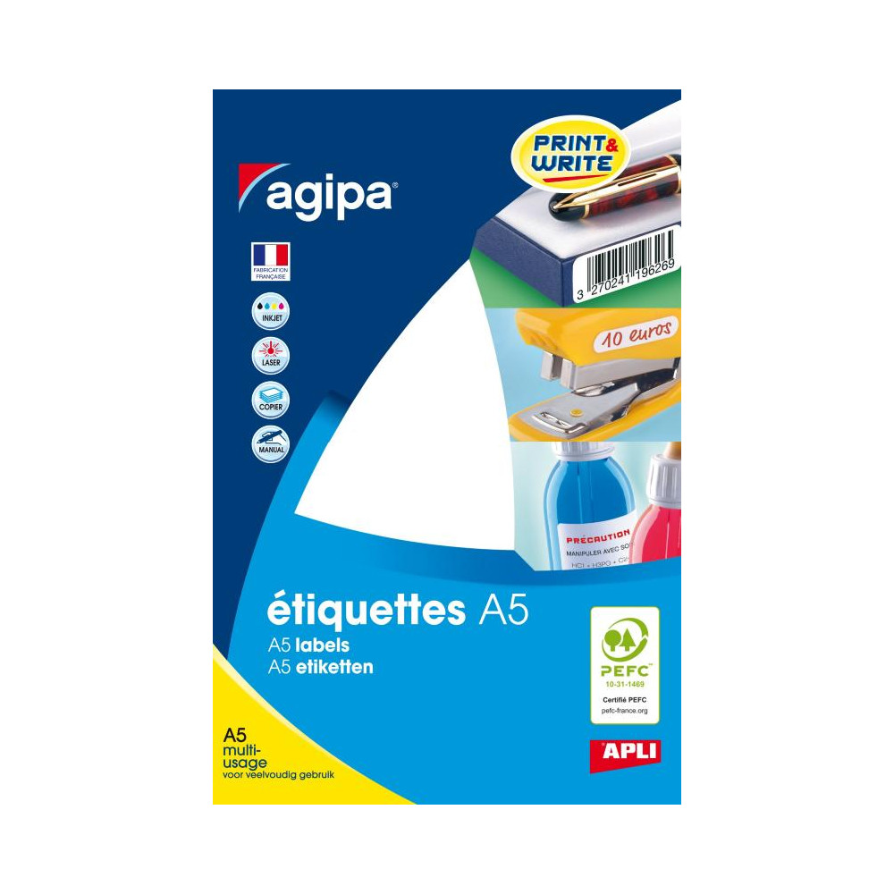 Etiquettes Multifonctions  48.5 x 38mm - 16 f. A5  AGIPA : 114013 //