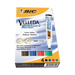 Marqueur effaç. BIC VELLEDA 1701 Recyclé  Ogive 1.8mm  4 COULEURS