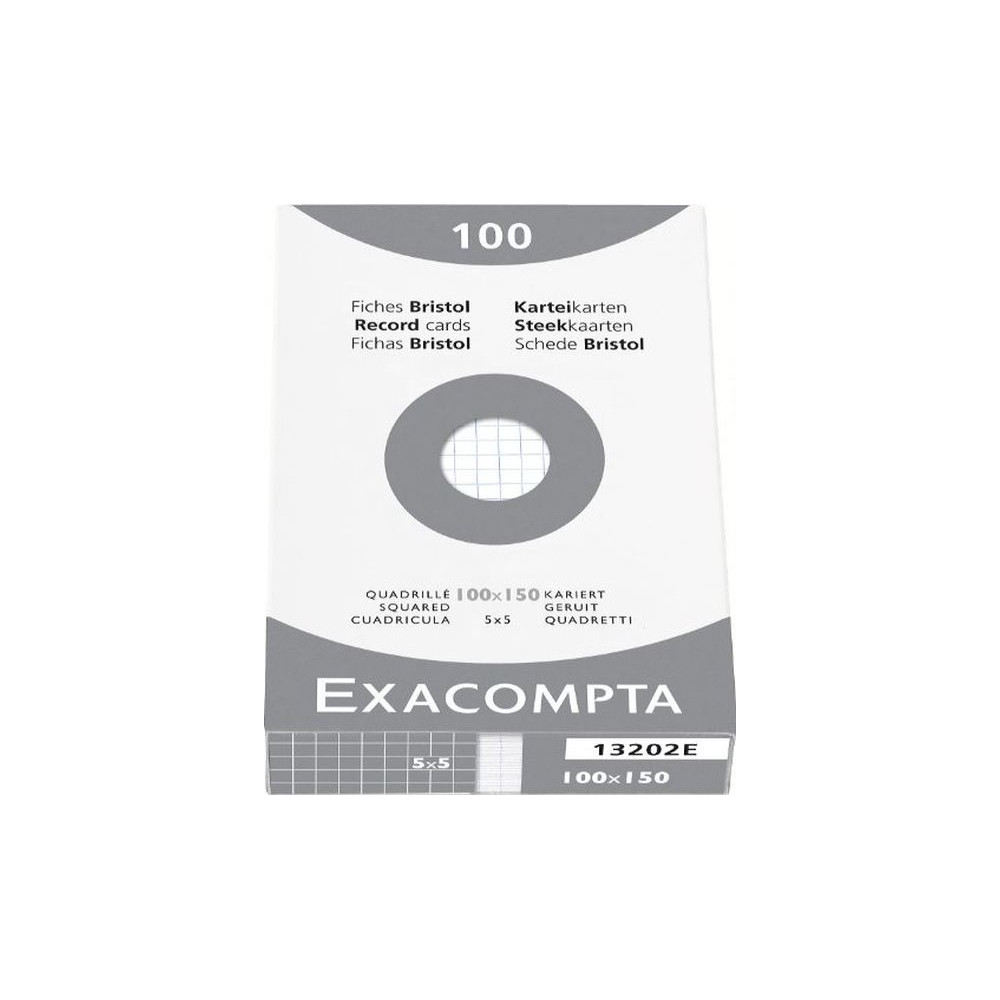 Fiches Bristol 10 x 15cm 205g 5 x 5 100 f -BLANC EXACOMPTA //