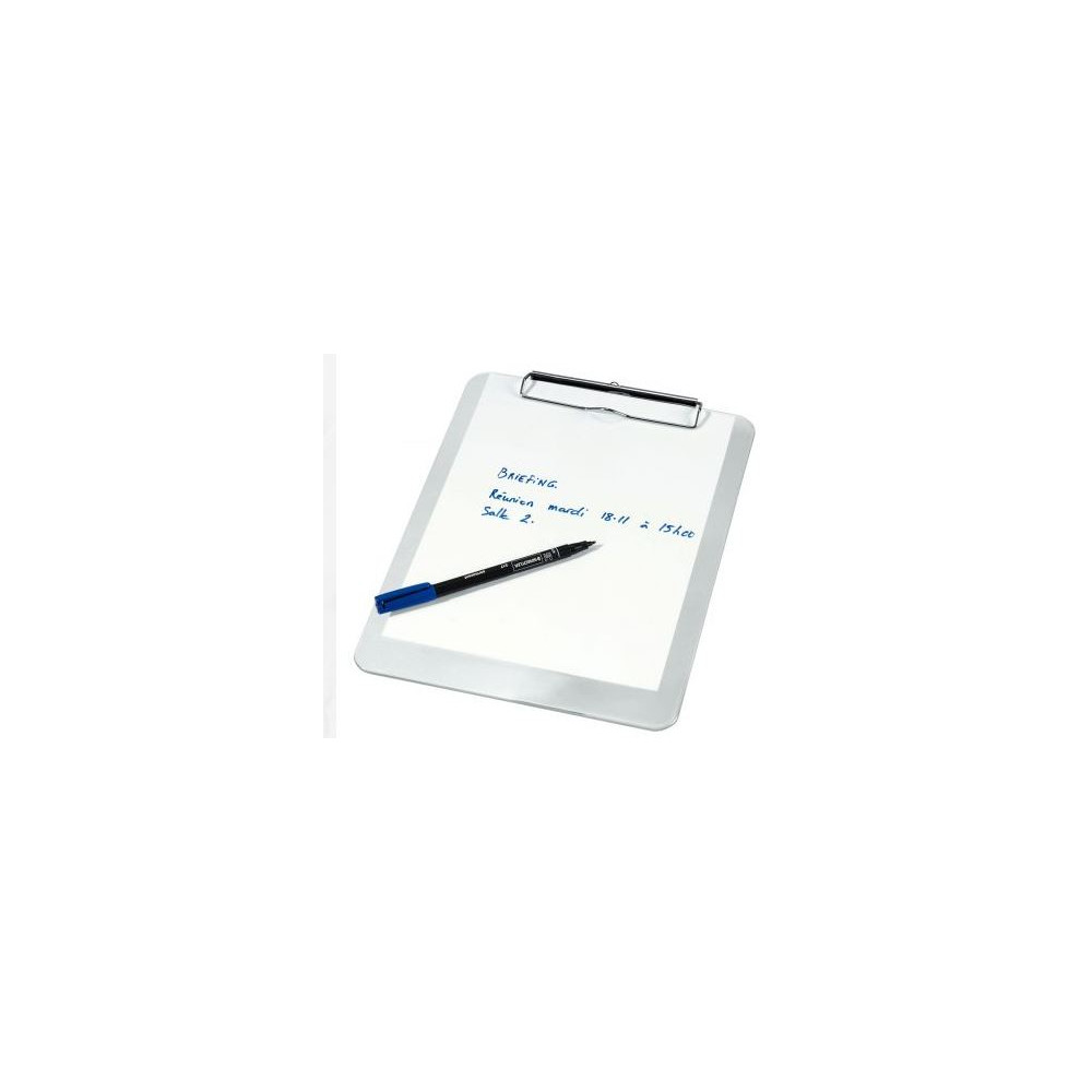 Porte Bloc A4 en PVC rigide avec Pince Forte - TRANSLUCIDE  