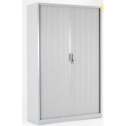 Armoire haute à rideaux - L120xH198xP45cm - Métal Gris Alu - 2 clefs