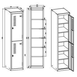 Casier départ 2 cases superp. gris HT180 x L40 x P50 cm Moraillon