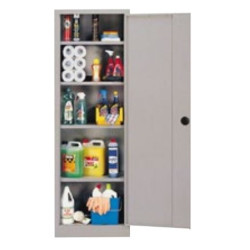 Armoire rangement métallique Gris - 4 tabl. - H180xL45xP50cm - Clés