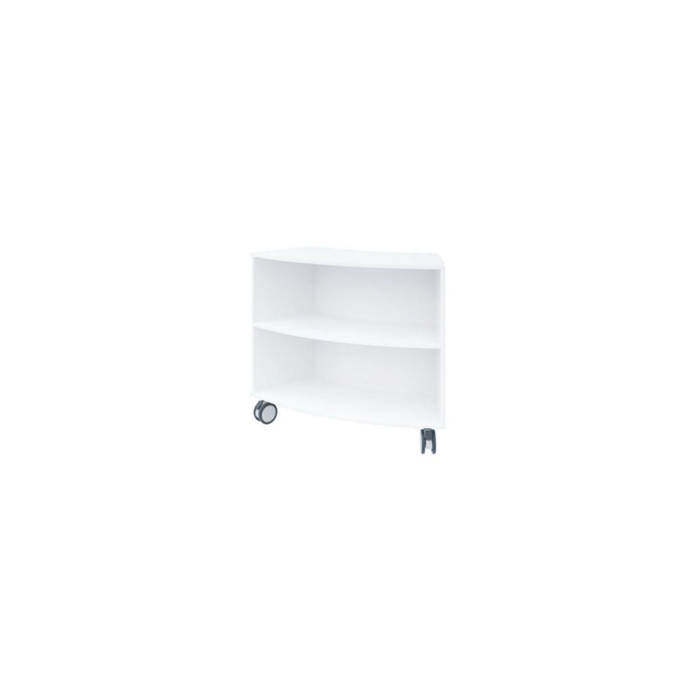 Biblio bois arrondie à roulettes L100xH90x40cm -1 étagère 70422 BLANC