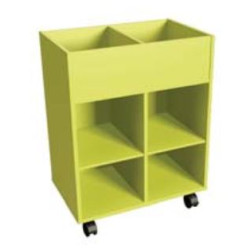 Bac à albums mobile 2 colonnes (2bacs+4 cases) L70 x 45x H92cm