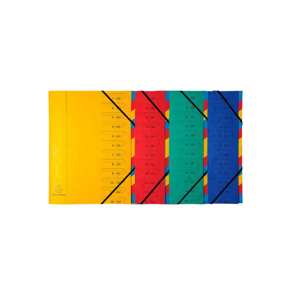 Trieur Carte lustrée Elastiq. - 12 compart.  Coul ass. EXACOMPTA //